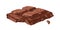 Elegant detailed realistic drawing of part of broken chocolate bar. Sweet tasty dessert or delicious confection isolated