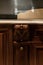 Elegant details of wooden counter in stylish kitchen
