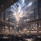 Elegant Dining Hall with Spectacular Ceiling Artwork
