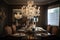 elegant dining room with chandelier and crystal accents, creating a luxurious setting for special occasions