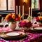 Elegant dinner setting arrangement for fancy special occasion such as wedding