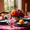 Elegant dinner setting arrangement for fancy special occasion such as wedding