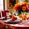 Elegant dinner setting arrangement for fancy special occasion such as wedding