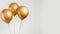 Elegant display golden inflatable balloons form 2025 against white background