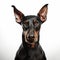 Elegant Doberman Pinscher Portrait On White Background