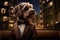 Elegant dog in a suit and bow tie. AI generated