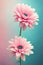 elegant dreamlike pink flowers. minimalistic pastel artwork. elegant wallpaper design. pink teal gradient colors. simplistic art