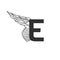 Elegant dynamic letter E with wing. Linear design. Can be used for any transportation service or in sports areas. Vector