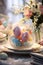 Elegant Easter Table: Colorful Eggs, Lace Tablecloth, and Botanical Wallpaper