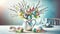 Elegant Easter Table Setting with Bunny Centerpiece and Pastel Eggs