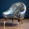 Elegant Embroidered Lounge Chair: Art Deco Glamour With Japanese Influence