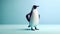 Elegant Emperor Penguin on Blue Background, AI Generated