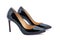 Elegant expensive black high heel women shoes, isolated