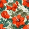 Elegant and exquisite top view seamless pattern featuring beautifully blooming geranium flowers