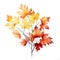 Elegant Fall Watercolors: Isolated Autumn Leaves on White Background - Generative AI
