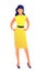 Elegant fashion model in dress vector illustration.