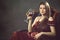 Elegant fashion woman with wineglass