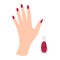 Elegant female hand with manicure concept Viva magenta color 2023. Design element for web icons, nail art studio or spa