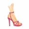 Elegant female leg in pink shoe. Watercolor illustration.fashion high-heeled shoes