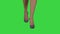 Elegant female legs walking on a Green Screen, Chroma Key.