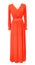 Elegant female long red dress isolated on white. Evening dress.