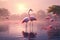 Elegant flamingos in serene and ancient lagoons oc
