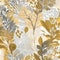 Elegant Floral Harmony: Golden, Grey, and White Wallpaper