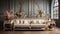 Elegant Floral Scene With Classical Couch And Vignettes Of Paris