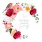 Elegant floral vector round frame with ranunculus, peony, rose,