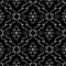 Elegant flourish seamless pattern. White curved lines on black background. Ornate texture for website backgrounds