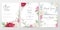 Elegant foliage wedding invitation cards template set