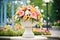 elegant fountain centerpiece in a flower garden