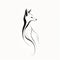 Elegant Fox Silhouette: Flowing Lines And Feminine Imagery