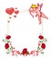 Elegant frame with Cupid, roses and hearts. Raster clip art.