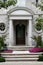 Elegant front door with flowers