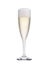 Elegant full champagne glass. Trickles