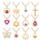 Elegant gemstones vector jewelry pendants set