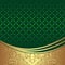 Elegant geometric green Background with golden ornamental Border