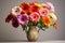 Elegant Gerbera daisies vase. Generate Ai