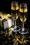 Elegant gift box and champagne flutes