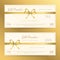 Elegant gift card or gift voucher with gold bows and ribbon vector