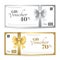 Elegant gift card or gift voucher template with shiny gold and silver bows