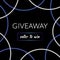 Elegant giveaway banner with silver and blue circles on the black background. Stylish social media square vector template for