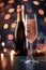Elegant glass with pink sparkling wine on a luxurious background