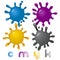 Elegant glossy CMYK splashes