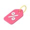 Elegant glossy pink diagonal displaced tag rope sale discount financial 3d icon realistic vector