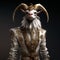 Elegant Goat In Armoured Jacket: Fantastical Fashion Design