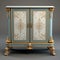 Elegant Gold And Blue Cabinet 3d Model With Realistic Rendering