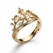 Elegant Gold Crown Ring With Diamonds - A Perfect Fairy Tale Accessory