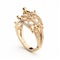 Elegant Gold And Diamond Queen Ring - Rococo-inspired Design